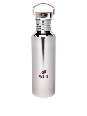 Kivanta Mirror 750 ml Edelstahl Trinkflasche inkl. Bambus...