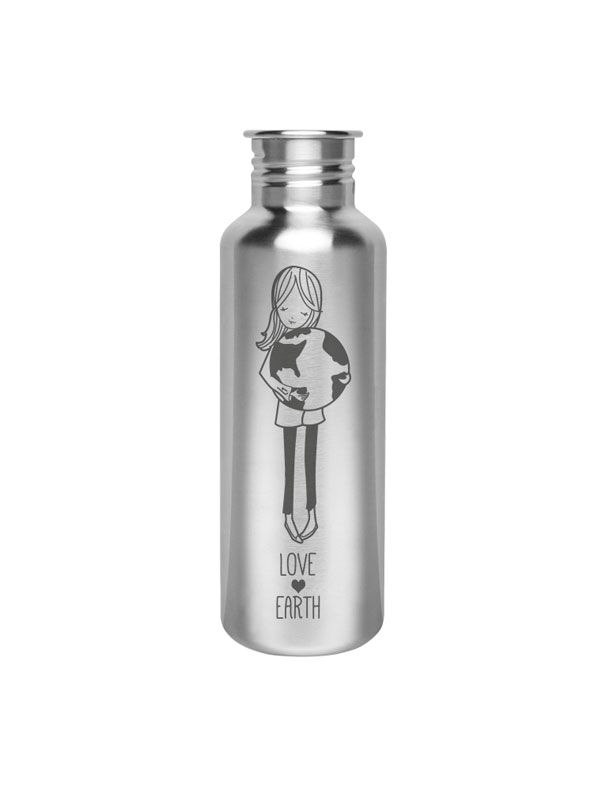 Kivanta 750 ml Edelstahl Trinkflasche LOVE EARTH Edition (ohne Deckel)