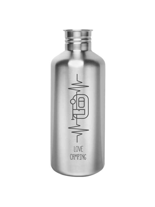 Kivanta 1200 ml Edelstahl Trinkflasche LOVE CAMPING Edition (ohne Deckel)