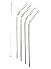LunchBuddy Edelstahl Strohhalm 4er Set (21 cm) inkl. Bürste
