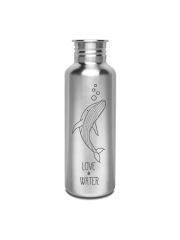 Kivanta 750 ml Edelstahl Trinkflasche LOVE WATER Edition inklusive Bambus Edelstahl Deckel matt