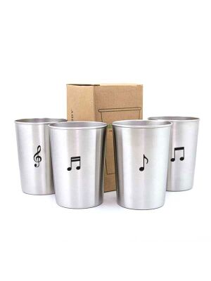 LunchBuddy Edelstahl Becher 300 ml 4er Set - Love Music