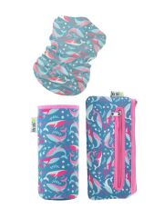 Kivanta Schulset-Accessoires: Isolierhülle + Mäppchen + Verschluss + Sticker "Whales"