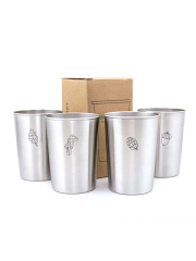 LunchBuddy Edelstahl Becher 300 ml 4er Set - LOVE WOOD