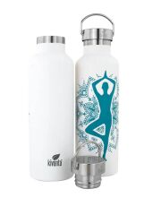 Kivanta 700 ml isolierte Edelstahl Trinkflasche - Wei&szlig;/ Mint Yoga Edition