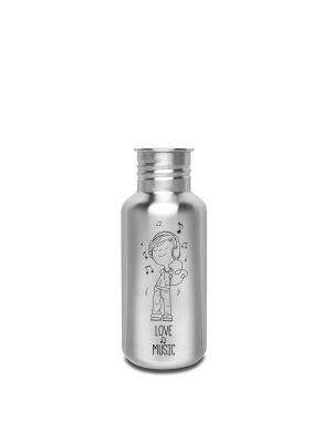 Kivanta 500 ml Edelstahl Trinkflasche LOVE MUSIC BOY Edition (ohne Deckel)