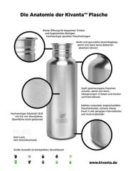 Kivanta 350 ml Edelstahl Trinkflasche (ohne Deckel) - LOVE BALLETT