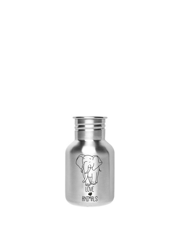 Kivanta 350 ml Edelstahl Trinkflasche LOVE ANIMALS / Elefant Edition (ohne Deckel)