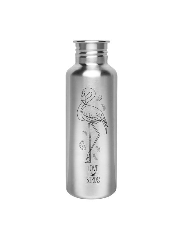 Kivanta 750 ml Edelstahl Trinkflasche LOVE BIRDS Edition / Flamingo (ohne Deckel)