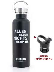 Kivanta 700 ml isolierte Edelstahl Trinkflasche in der NADA Sonderedition + GRATIS Sport Cap 3.0