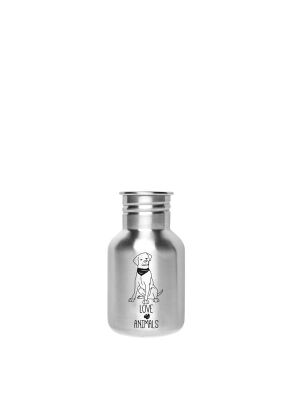 Kivanta 350 ml Edelstahl Trinkflasche LOVE ANIMALS / Dog Edition (ohne Deckel)