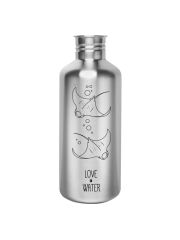 Kivanta 1200 ml Edelstahl Trinkflasche LOVE WATER / Manta Edition (ohne Deckel)