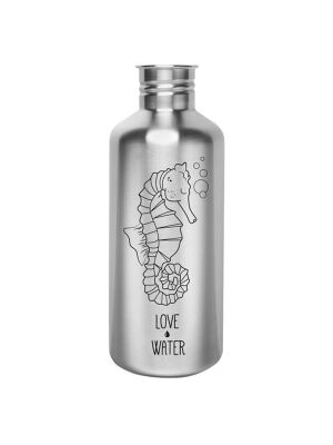 Kivanta 1200 ml Edelstahl Trinkflasche (ohne Deckel) | LOVE WATER (Seepferdchen)