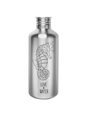Kivanta 1200 ml Edelstahl Trinkflasche (ohne Deckel) | LOVE WATER (Seepferd)