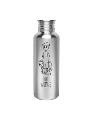 Kivanta 750 ml Edelstahl Trinkflasche (ohne Deckel) | LOVE ANIMALS (Hunde)