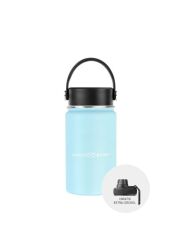 LunchBuddy 350 ml Wide S Isolierflasche "to go" mit Uni-Deckel + Gratis Step Deckel - Gletscherblau