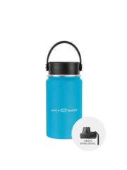 LunchBuddy 350 ml Wide S Isolierflasche "to go" mit Uni-Deckel + Gratis Step Deckel - Ozeanblau