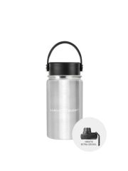 LunchBuddy 350 ml Wide S Isolierflasche "to go" mit Uni-Deckel + Gratis Step Deckel - Edelstahl