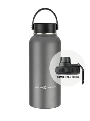 LunchBuddy 940 ml Wide "to go XL" Isolierflasche mit Uni-Deckel - Anthrazit