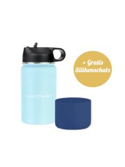 LunchBuddy 350 ml Wide &quot;Kids&quot; Isolierflasche mit Tube-Deckel - Gletscherblau