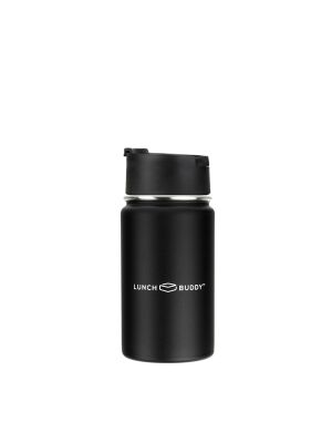 LunchBuddy 350 ml Wide "Kaffee" Isolierflasche mit Kaffee-Deckel - Schwarz