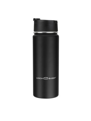 LunchBuddy 530 ml Wide "Kaffee M" Isolierflasche mit Kaffee-Deckel - Schwarz