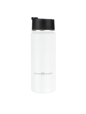 LunchBuddy 530 ml Wide "Kaffee M" Isolierflasche mit Kaffee-Deckel - Frostweiß