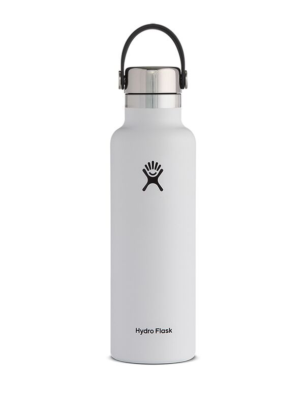 Hydro Flask 21 oz (621 ml) Standard Mouth isolierte Trinkflasche mit Stainless Steel Cap - White