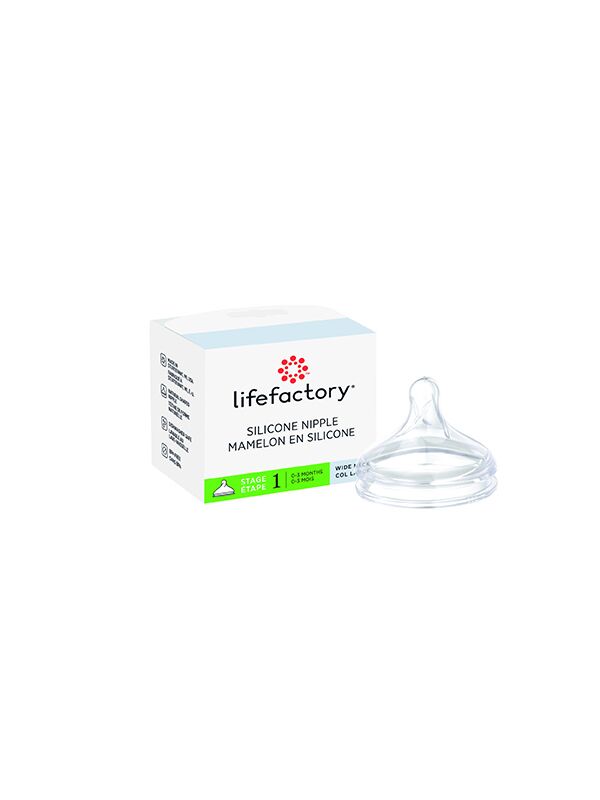 Lifefactory - Silikonsauger Gr. 1 für Baby-Weithalsflaschen, 0-3 Monate