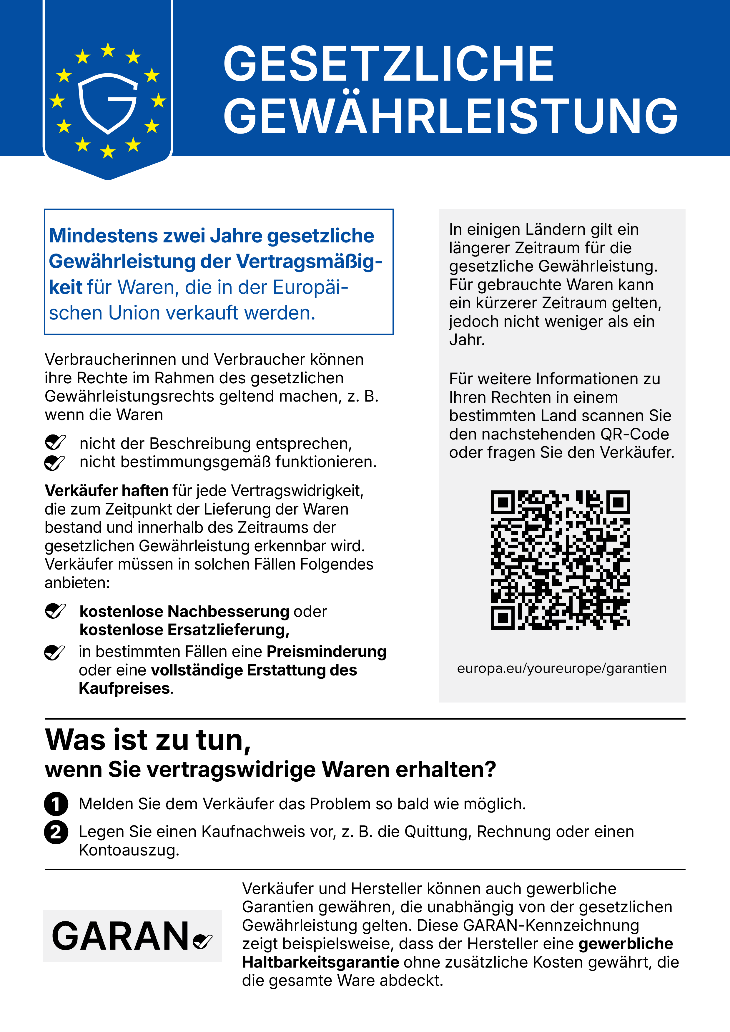 Harmonisierte Mitteilung zur gesetzlichen Gewährleistung